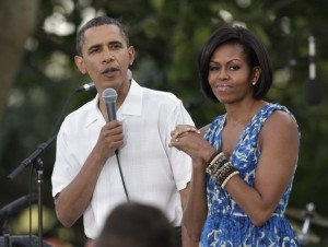 SUPPORTIVE: The President and the First Lady during the announcement
